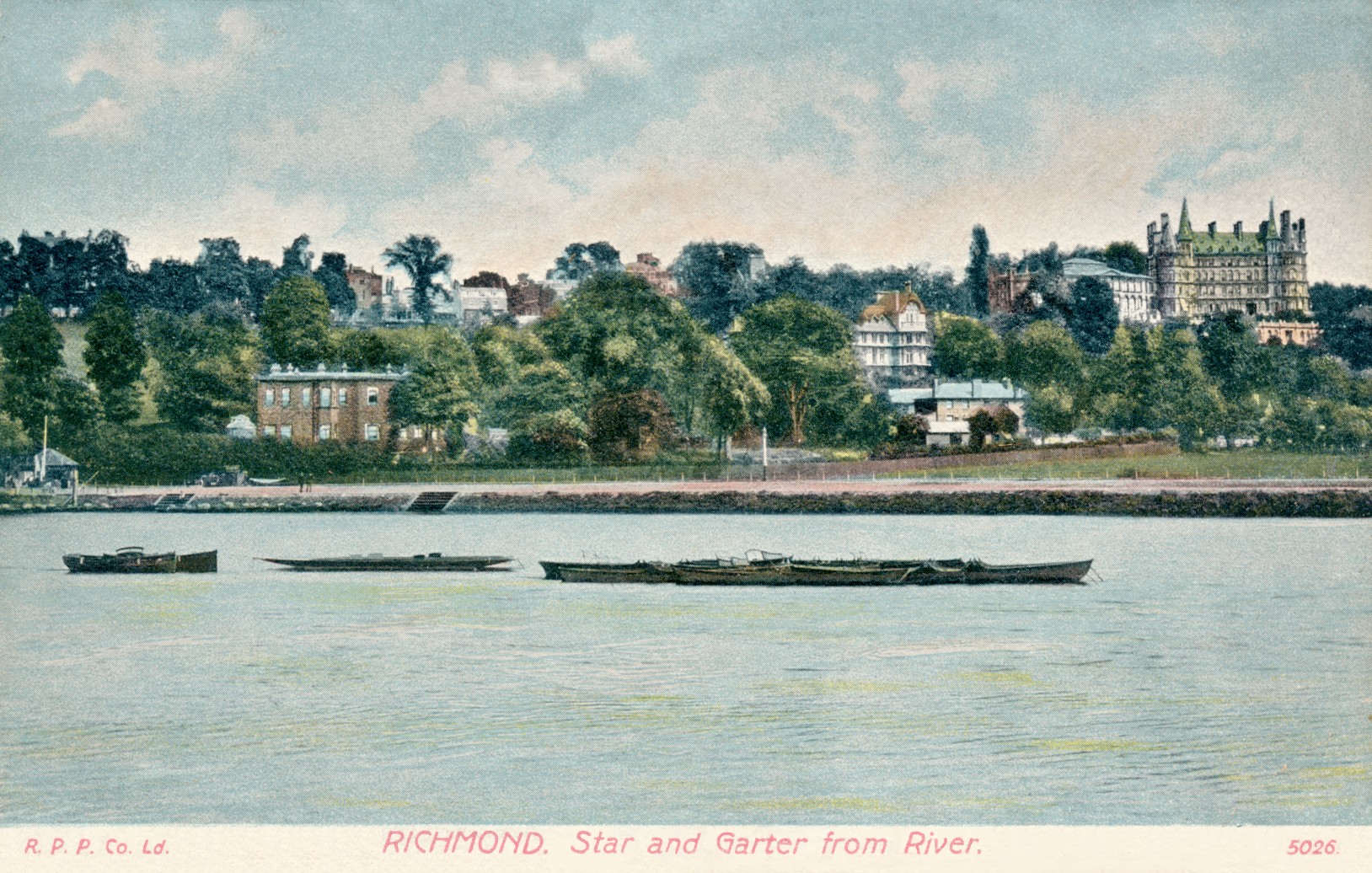 Richmond the Thames from Twickenham bank,hotels and inns Star and Garter